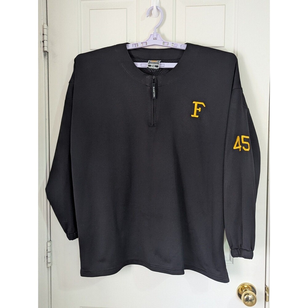 Easton 1/4 Zip Baseball Pullover Shirt Mens 2XL Black L/S Mesh Vented Logo Heavy